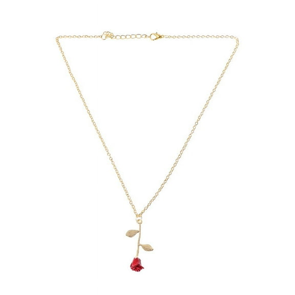 Necvior Vintage Beauty and Golden Filled Necklace Jewelry Decoration 3D Rose Pendant Necklace Party Favor Female Gifts