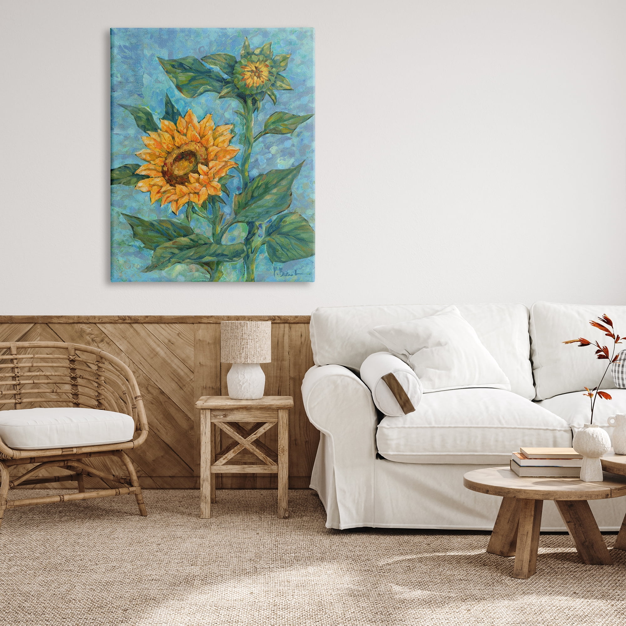 Stupell Industries Classic Style Sunflower Buds Botanical & Floral Painting Gallery Wrapped Canvas Art Print Wall Art, 36 x 48