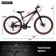 thumbnail image 7 of Mountain Bike, 27 Inch Outdoor Cycling Bike for Men Women Adult, Mens Mountain Bike with 21 Speeds and Double Disc Brakes, Black+Blue, 7 of 7