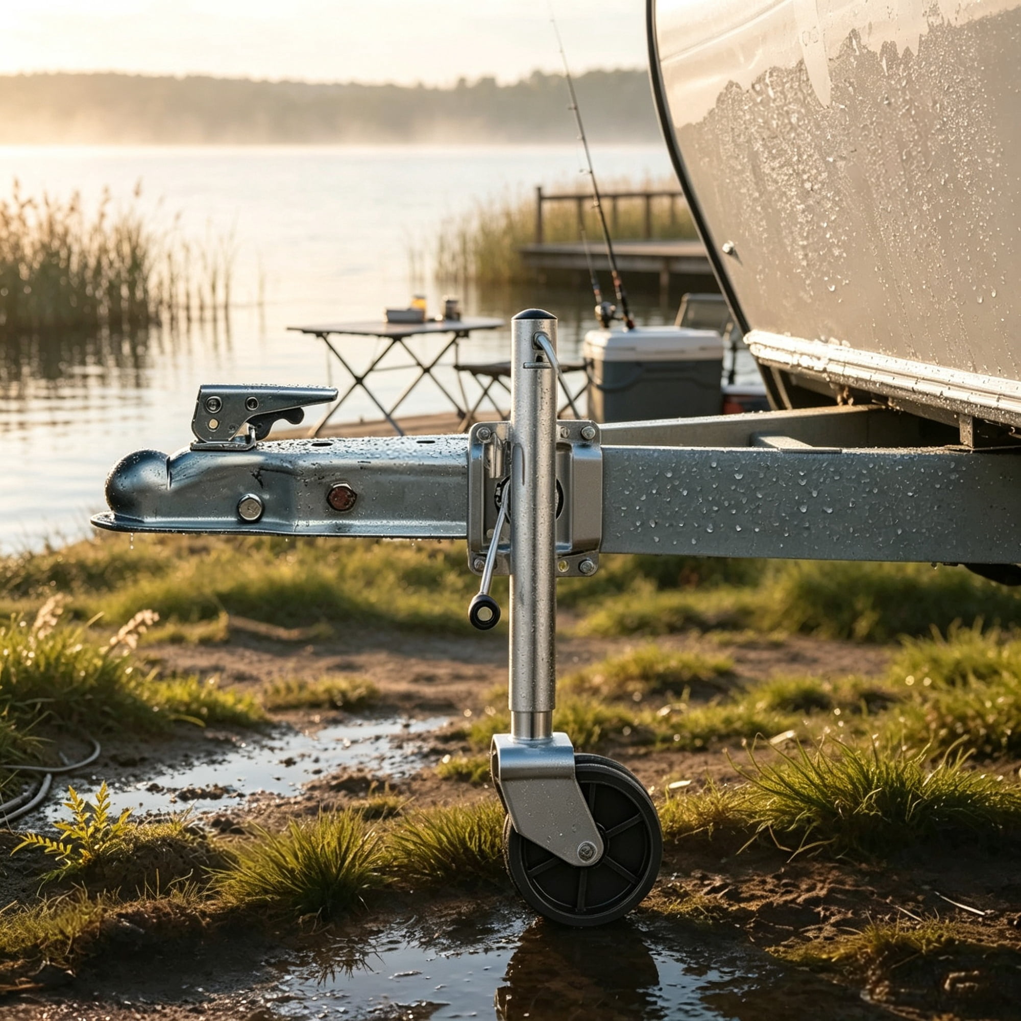 2000 lbs Heavy Duty Swivel Boat Trailer Jack with PP Dual Wheel, 15"-27" Lift Range for RV & Utility Trailers