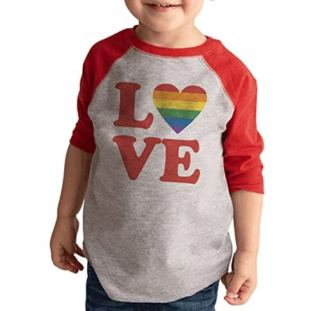 

7 ate 9 Apparel Kids Pride Shirts - Love Rainbow Heart Red Shirt 4T