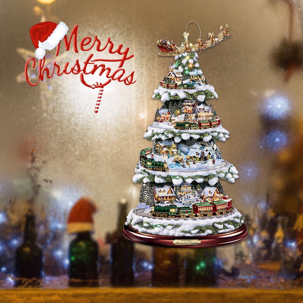 4Levels Glitter 12Buildings Wonderland Express Hawthorne Village Christmas Tree 