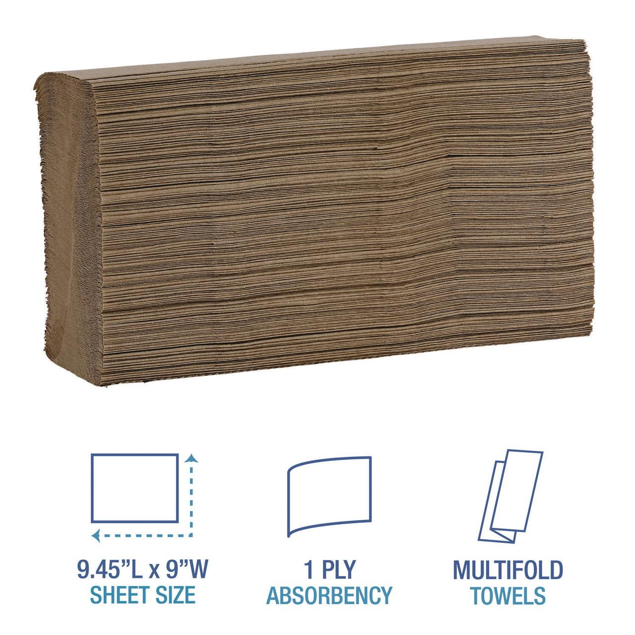 Boardwalk Multifold Commercial Paper Towels, Natural, 250 Towels/Pack, 16 Packs/Carton, 9 x 9.45 inches