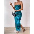 thumbnail image 5 of Women's Printed Side Slit Ruched Stretch Tube Dress 100% Polyester Made For Everyday Wear Flattering Knee Length, 5 of 18