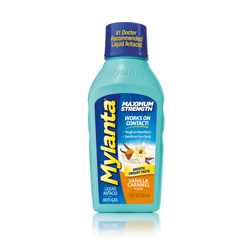 Mylanta Maximum Strength Liquid Antacid + AntiGas, Vanilla Caramel