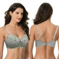 thumbnail image 6 of Curve Muse Women's Plus Size Minimizer Wirefree Unlined Bra With Lace Trim-2Pack-GRAY,YELLOW-40DD, 6 of 7