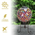 thumbnail image 6 of Sunnydaze Summer Trellis 10" Mosaic Glass Outdoor Gazing Globe with Solar Light, 6 of 10