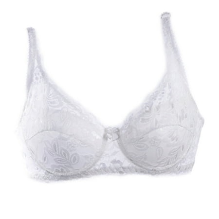 

Promotion Clearance! Women Lace Underwear Minimizer Padded Lace Sheer Push Up Bra White 70B