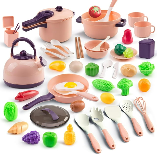 Kitchen Playset Bruvoalon, 56 unidades, utensilios de cocina y juguetes para frutas