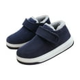 thumbnail image 4 of Trushoes Mens Dark Blue Fleece Lined Sneakers - Velcro Slip-On, Comfort Cushioned Sole, Slip-Resistant Winter Shoes,Size 44, 4 of 8