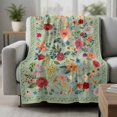 thumbnail image 2 of Sage Green Floral Blanket Soft Cozy Warm Throw Blanket for Couch, Plush Fuzzy Flannel Fleece Blankets for Sofa, Spring Flowers Leaves Farmhouse Bed Blankets Lightweight Gifts for Women, 50"x60", 2 of 9