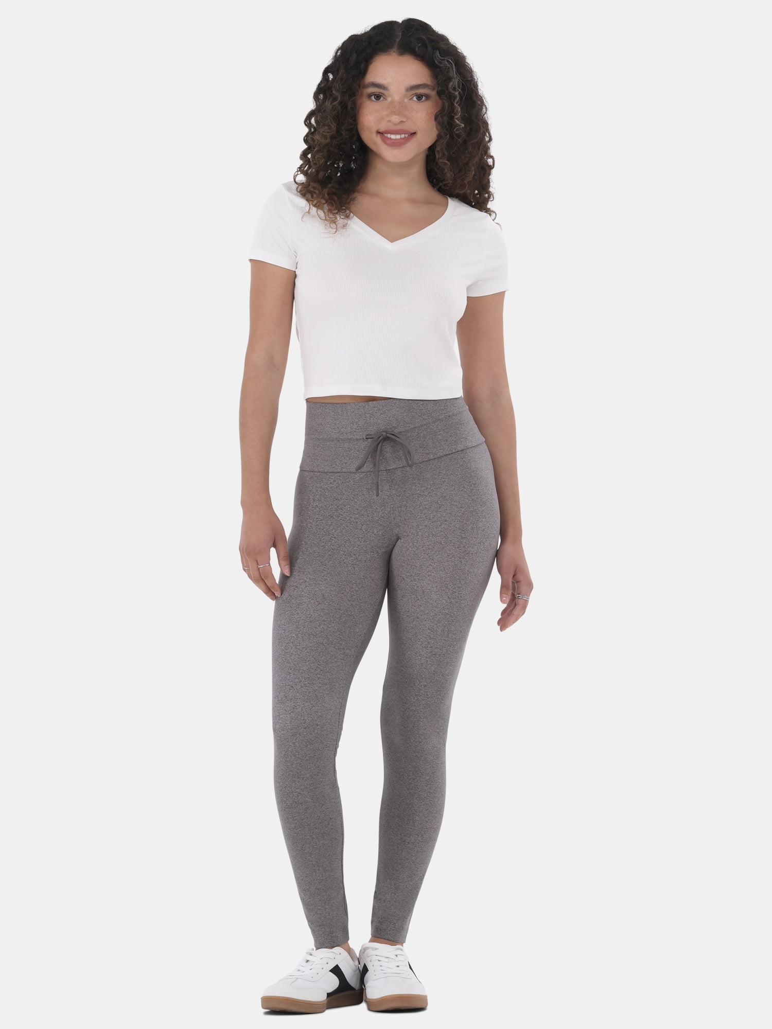 No Boundaries V-Neck Crop Rib Tee, Women's XXS-XXL