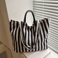 thumbnail image 7 of Lusa Striped Canvas Tote Bags for Women Simple and Stylish Color Blocking Large Capacity Handbags for Everyday Use Durable Spacious Carryall Shoulder Bag for Shopping Travel Navy One Size, 7 of 7