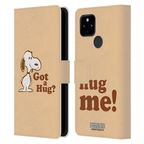 Head Case Designs Officially Licensed Peanuts Snoopy Hug Got A Hug Leather Book Wallet Case Cover Compatible with Google Pixel 4a 5G