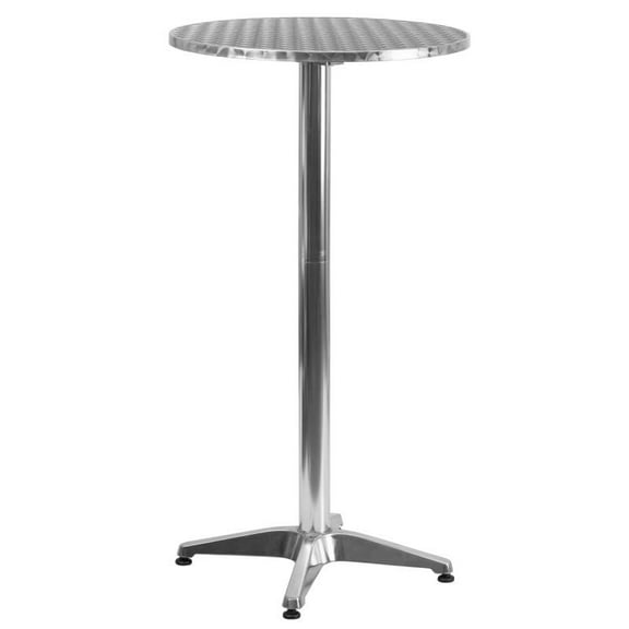 23.5'' Round Aluminum Commercial Restaurant Bar Height Table with Flip-Up Table Top and Metal Base For Indoor or Outdoor Use