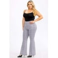 thumbnail image 4 of Plus Size Tummy Control Butt Sculpting Flare Pants With Pockets - Black, White Plaid, 4 of 7