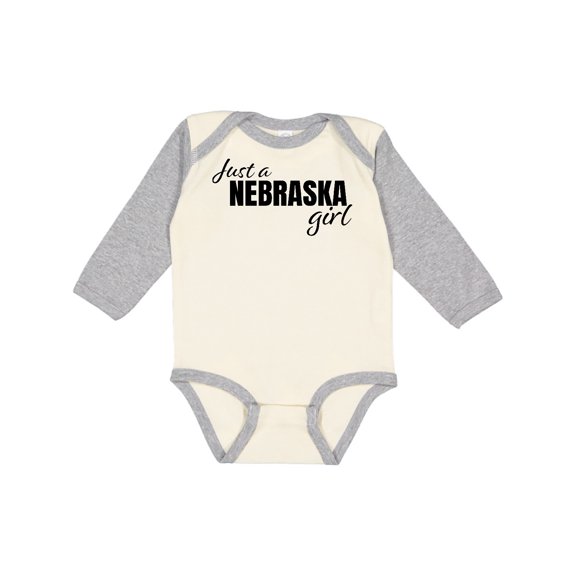 Inktastic Just a Nebraska Girl Born and Raised Girls Long Sleeve Baby Bodysuit