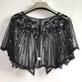 thumbnail image 3 of Zhaomeidaxi Women Shawl Wraps Sequin Beaded Evening Cape Bridal Shawl Cover Up,Cape Crochet Lace All-match Mesh Summer Beaded Sequin Shrug Flapper Dress Shawl for Party, 3 of 4