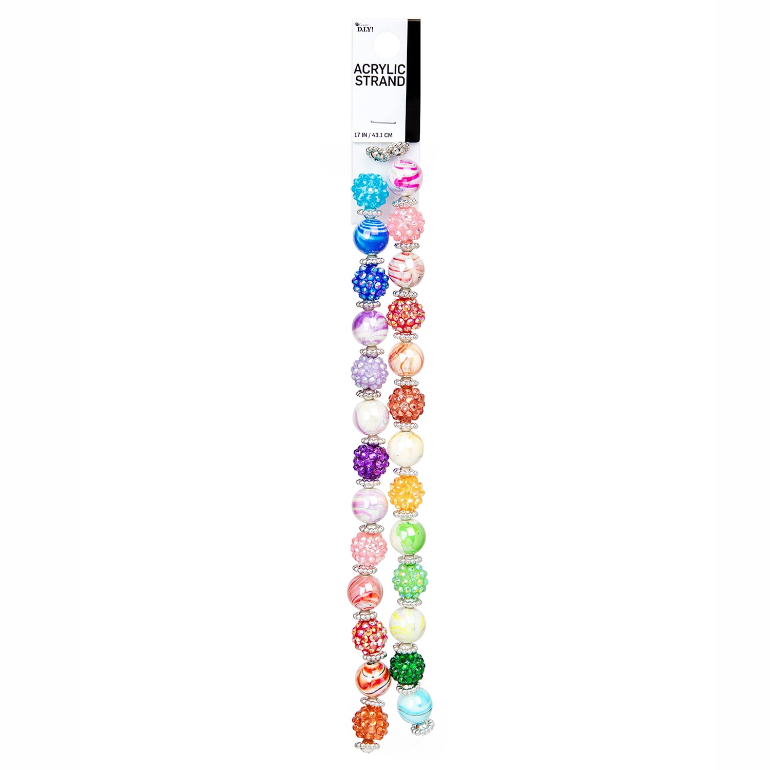 (2 pack) Cousin DIY Multicolor Acrylic Shambala Bead Strand, 17 in, 62 Piece, Jewelry Making, Adult