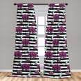 thumbnail image 2 of Peony Pattern Window Curtains, Springtime Flowers with Dragonfly Pattern on Striped Backdrop, Lightweight Decor 2-Panel Set with Rod Pocket, Pair of - 28"x63", Purple Jade Green White, by Ambesonne, 2 of 3
