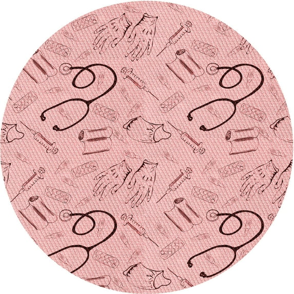 Ahgly Company Machine Washable Indoor Round Transitional Red Area Rugs, 6' Round