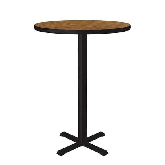 Correll SXB30R-06-98-06 30 in. X-Base High Pressure Laminate Cafe & Breakroom Table with Stamped Steel Base - Medium Oak - Round