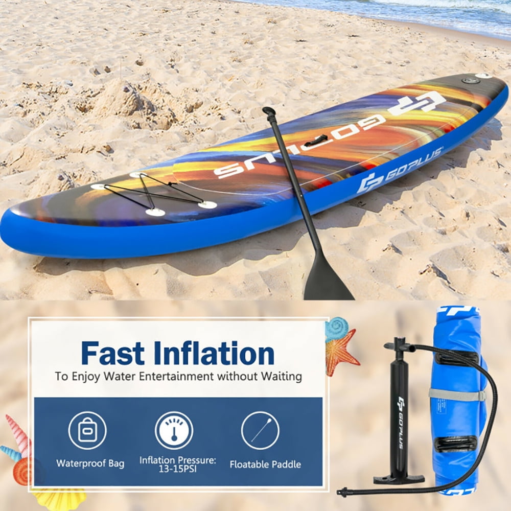 Topcobe Inflatable Stand Up Paddle Board with Backpack Aluminum Paddle Pump, Outdoor Sports Equipment/Accessories-L