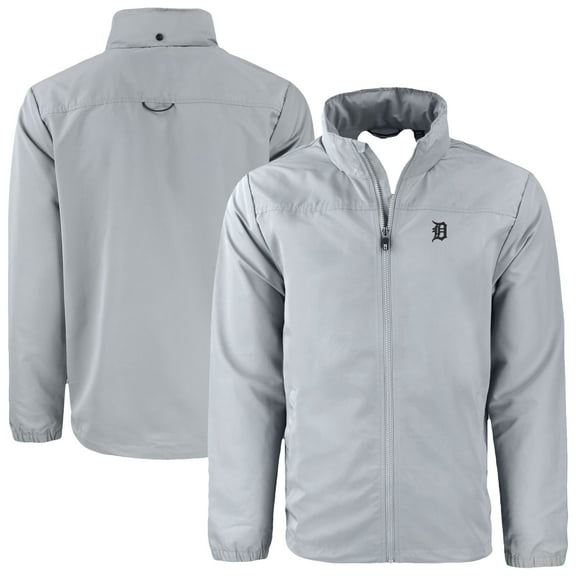 Men's Cutter & Buck Gray Detroit Tigers Charter Eco Recycled Full-Zip Hoodie Jacket