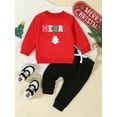 thumbnail image 2 of Suealasg Toddler Baby Boy Girl 2Pcs Christmas Outfits Long Sleeve Letters Print Sweatshirt + Sweatpants Set 6M 1T 2T 3T 4T Kids Boys Girls Fall Pants Sets Clothes, 2 of 8