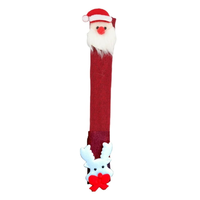 Christmas Kitchen Decor,Holiday Kitchen Handle Covers Festive Microwave Oven Grip Heat Resistant Protector Non Slide Fabric for Refrigerator Decor