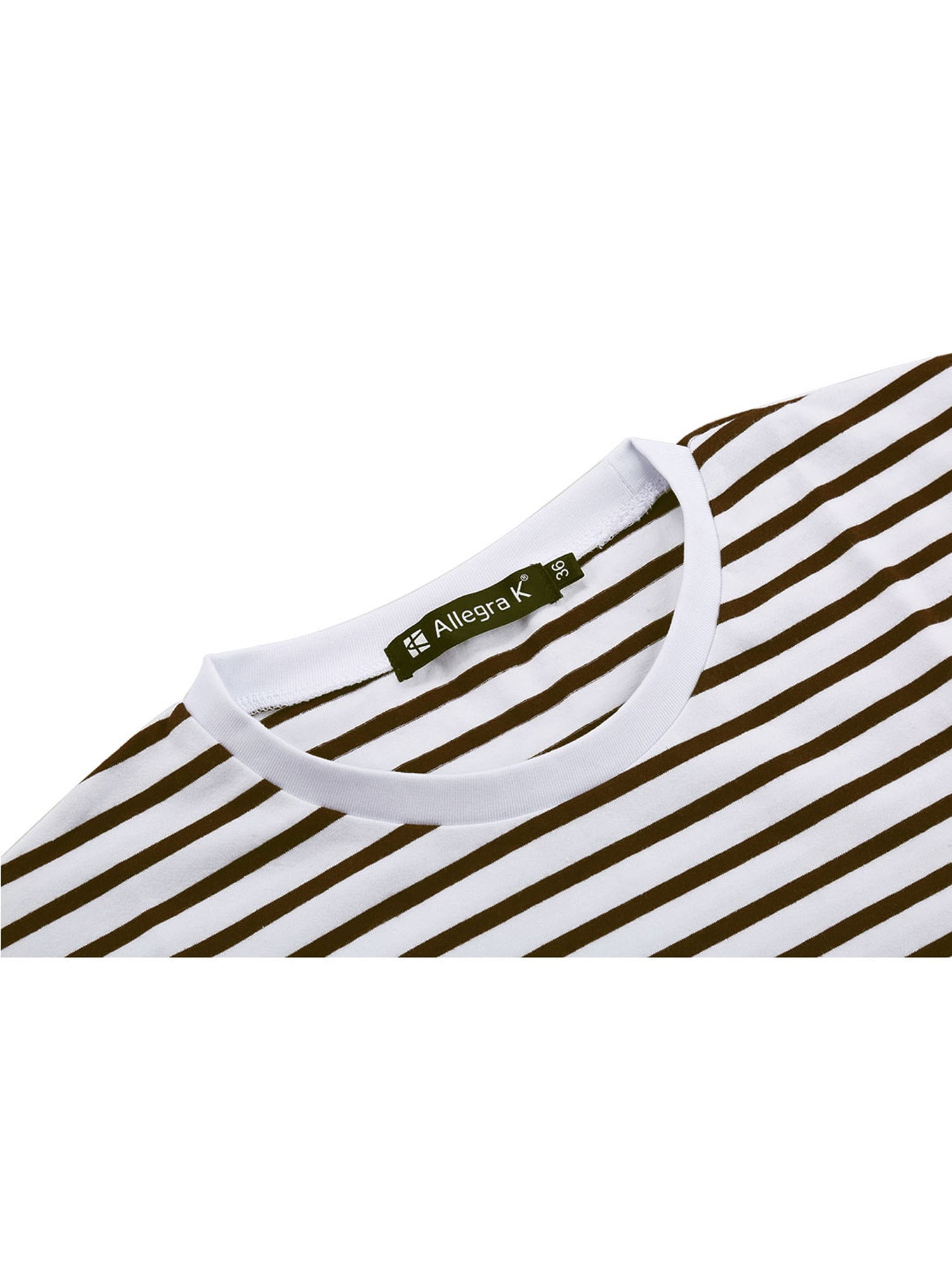 Unique Bargains Men's Long Sleeve Pullover Top Crew Neck Striped T-Shirts 36 Brown