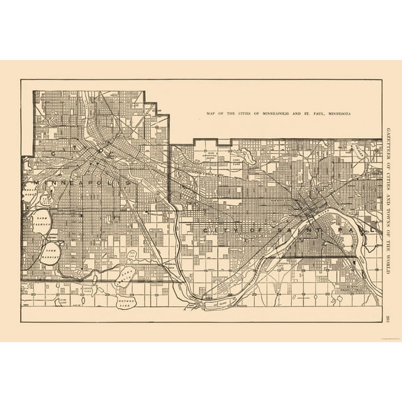 Historic City Map - Minneapolis St Paul Minnesota - Reynold 1921 - Vintage Wall Art