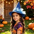 thumbnail image 6 of Quealent Kids Witch Hat Girls Lace Halloween Hat for kids Youth Teens Halloween Decorations Party (Blue, One Size), 6 of 7
