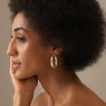 thumbnail image 3 of LeCalla 925 Sterling Silver Hypoallergenic Two-Tone Intertwining Oval Shape Click-Top Hoop Earrings for Women and Teen 35MM, 3 of 7