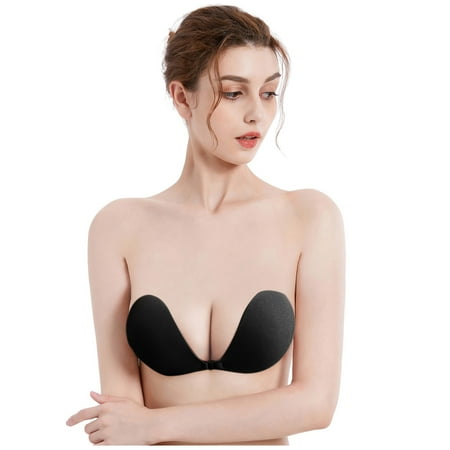 Ploknplq Bras for Women Push Up Bra Women Thick Invisible Gathered Lift Sticky Bra Breathable Strapless Reusable Bra Backless Front Button Sticky Bra Sticky Bras for Women Push Up