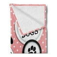 thumbnail image 2 of Pug Soft Flannel Fleece Throw Blanket, I Love Dogs with a Paw Print Emblem Pug with Tilted Head Fun Animal Print, Cozy Plush for Indoor and Outdoor Use, 60" x 80", Pink Black White, by Ambesonne, 2 of 5