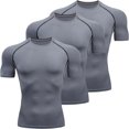 thumbnail image 2 of Kalauyu Compression 3PC Short Sleeve for Men T Shirts Quick Dry Stretchy Athletic Workout Tops Moisture Workout Gym Dry Fit Short Sleeve T Shirts, 2 of 6