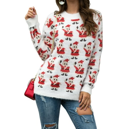 Anti Christmas Jumper Uk Women Long Sleeve Christmas Santa Claus Sweater Xmas Sweatshirt Jumper Winter Pullover Tops ()