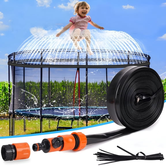 BESTSKY 39 ft Trampoline Sprinkler for Kids Outdoor Waterpark Backyard Accessories Fun Water Park Summer Games