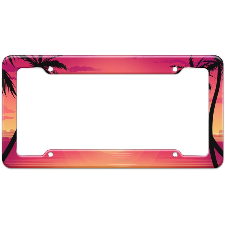 Tropical Beach Palm Tree Sunset Pattern License Plate Frame Walmart