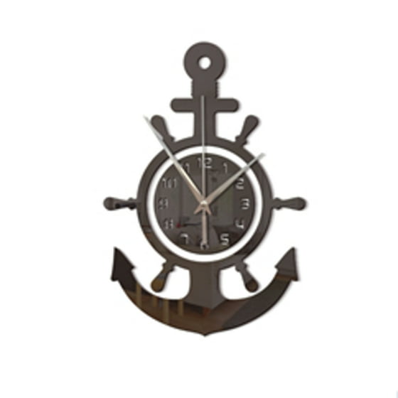Wood Anchor Wall Clock Mediterranean Style For Living Room Bedroom