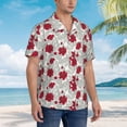 thumbnail image 2 of Lsque Leaves And Anemone Flowers In Red Grey pattern Hawaiian Shirt for Men, Unisex Summer Beach Casual Short Sleeve Button Down Shirts-Medium, 2 of 9