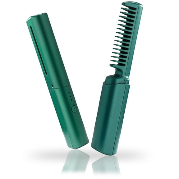 Ceramic hair comb, portable cordless 2-in-1 hair comb for straight and curly hair, fast heating.