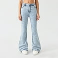 thumbnail image 5 of JLMSPLWG Girls Flare Jeans Kids High Waisted Pants Toddler Daily Wear Skinny Fit Black Aesthetic Bell Bottom Jean Streetwear Teen Girl Solid Color Casual Stretchy Summer Denim Jeans Kids Clothes, 5 of 6