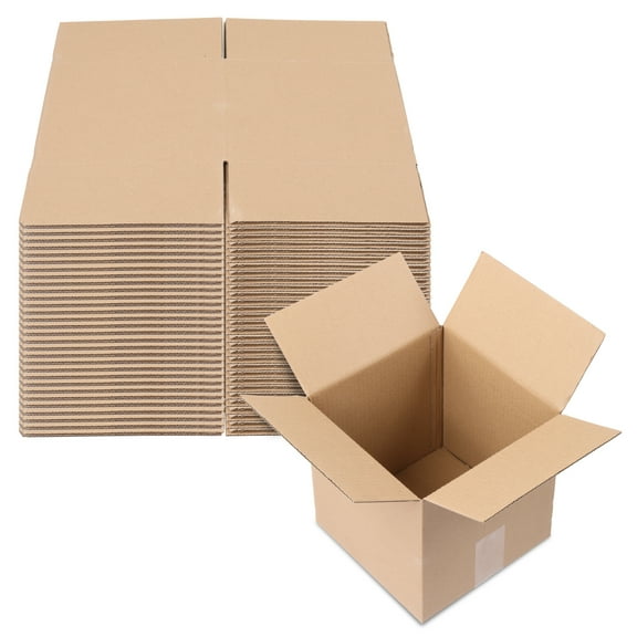 50Pcs Thick 3mm Corrugated Cardboard Box in Kraft Paper Color, 8 "x 8" x 8 "(20.3x20.3x20.3cm)