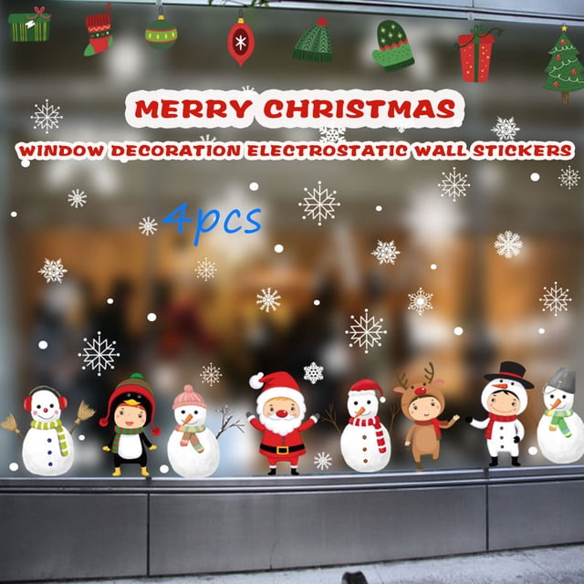 Agiferg Christmas Combination Window Glass Decoration Electrostatic Wall Sticker