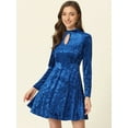 thumbnail image 3 of DARING DIVA Prom Choker Neck High Waist Velvet Mini Dress M Royal Blue, 3 of 5