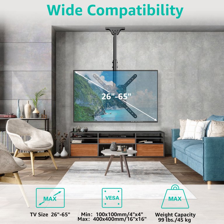Mount Pro Ceiling TV Mount 26-65 Inches, Full Motion photo 7