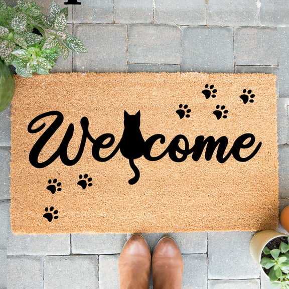 Doormat Welcome Mat Cats Cute Doormat Gift For Her Housewarming Gift F (18" x 30") #4090