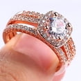 thumbnail image 2 of Gems Jweles 1.90 Ct Round Cut Diamond Wedding Engagement Trio Set Bridal Halo Ring 14K Rose Gold Plated 924 Sterling Silver For Women's -9, 2 of 3
